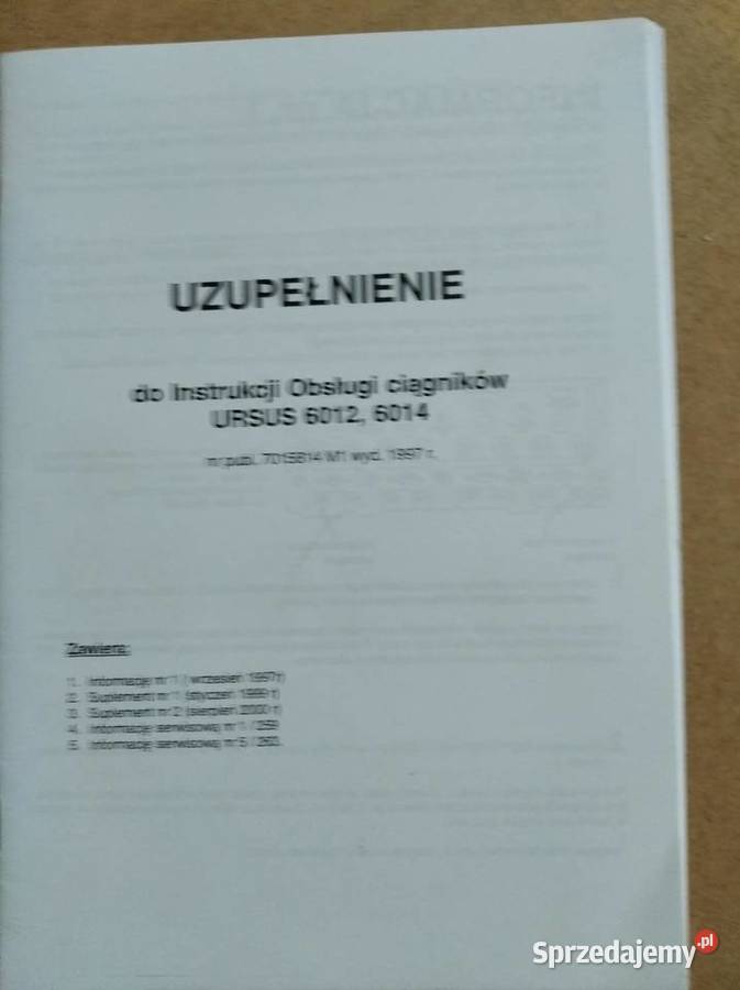 Ursus 60126014 uzupełnienie instrukcji obsługi lubelskie