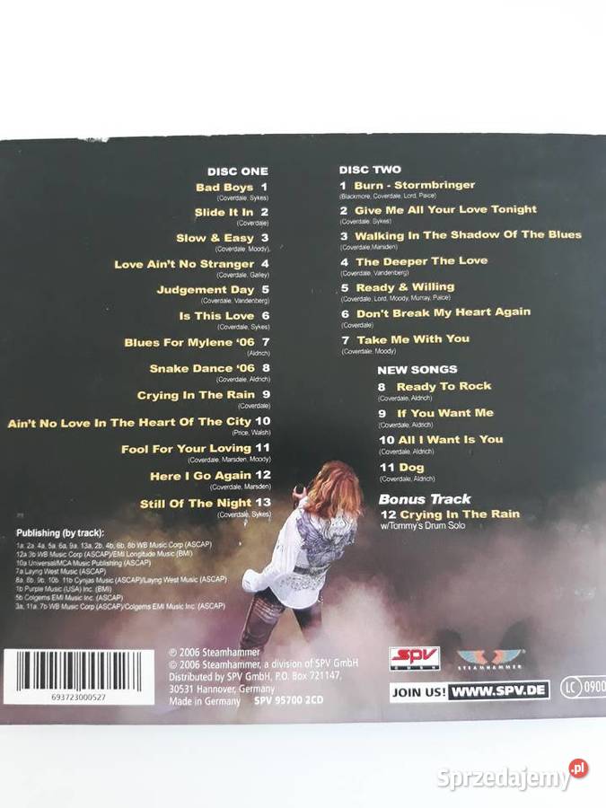 Niezapomniane koncerty WHITESNAKE Live 2 CD 2006 podkarpackie Rzeszów sprzedam