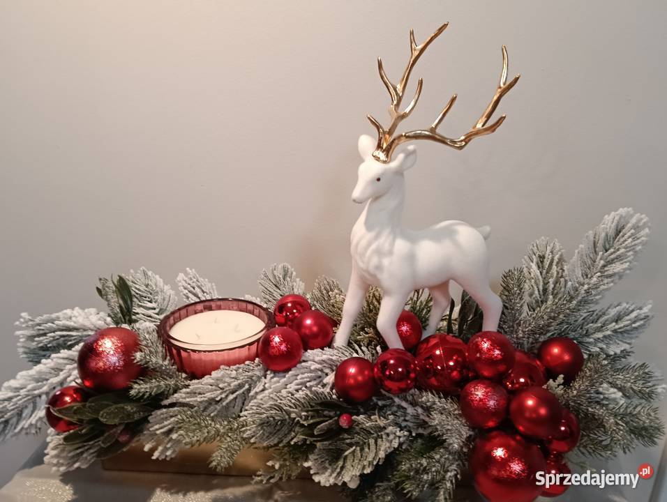 Stroik Świąteczny ze świecą i reniferem Łysiec