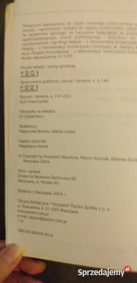 Matematyka klasa 3 czesc 2 Rok wydania 2004 sprzedam