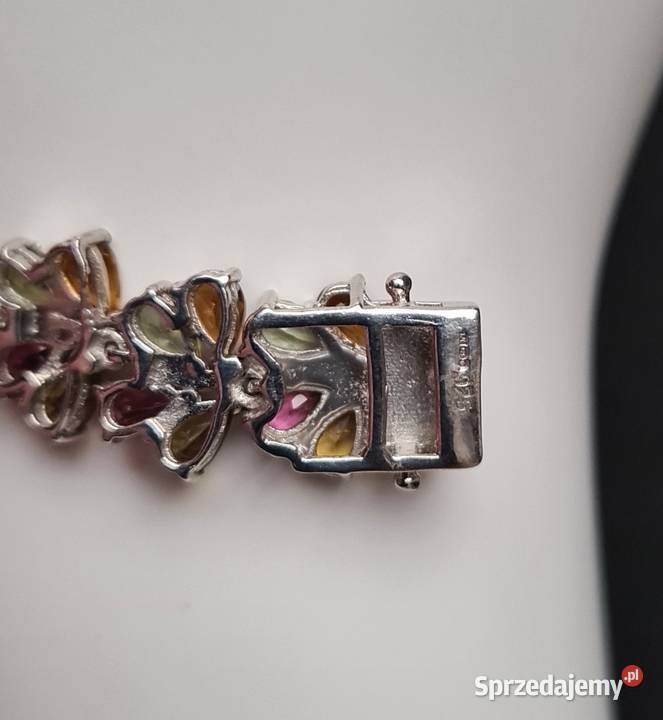 Srebrna bransoletka z kolorowymi turmalinami srebro Otwock sprzedam