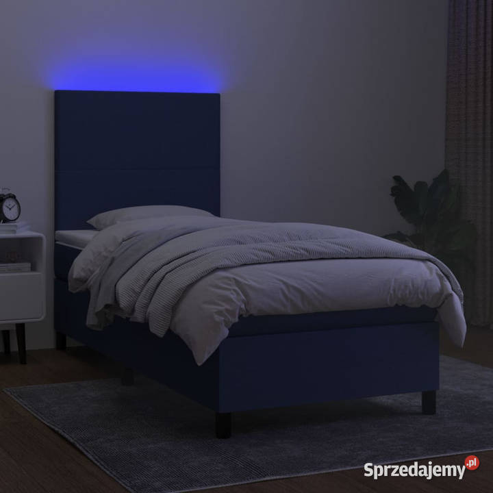 Łóżko kontynentalne z materacem niebieskie 128cm mazowieckie