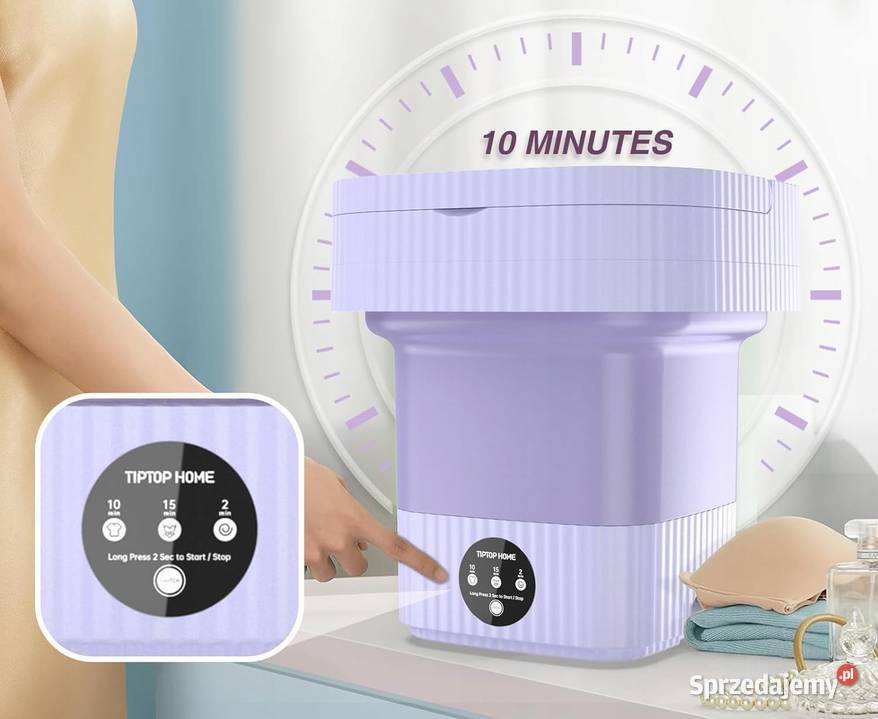 Przenośna mini pralka 10 L składana purpurowa Myszyniec
