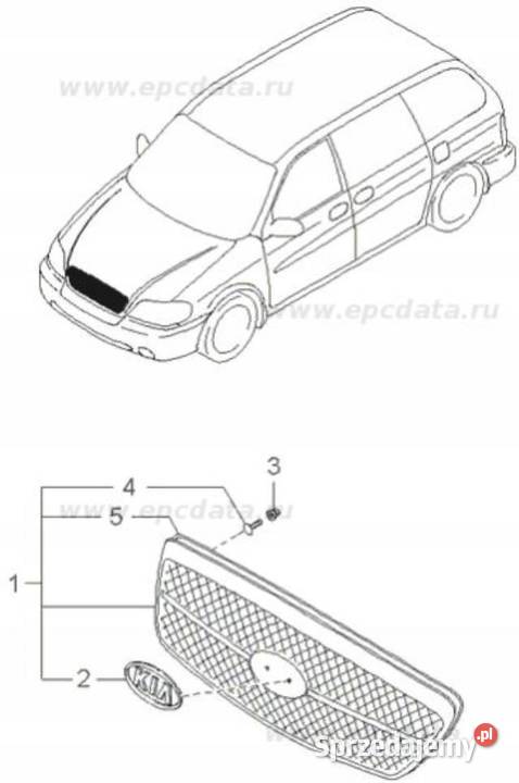 GRILL ATRAPA KIA SEDONA 0305 NOWE ORYGINAŁ ASO lubelskie