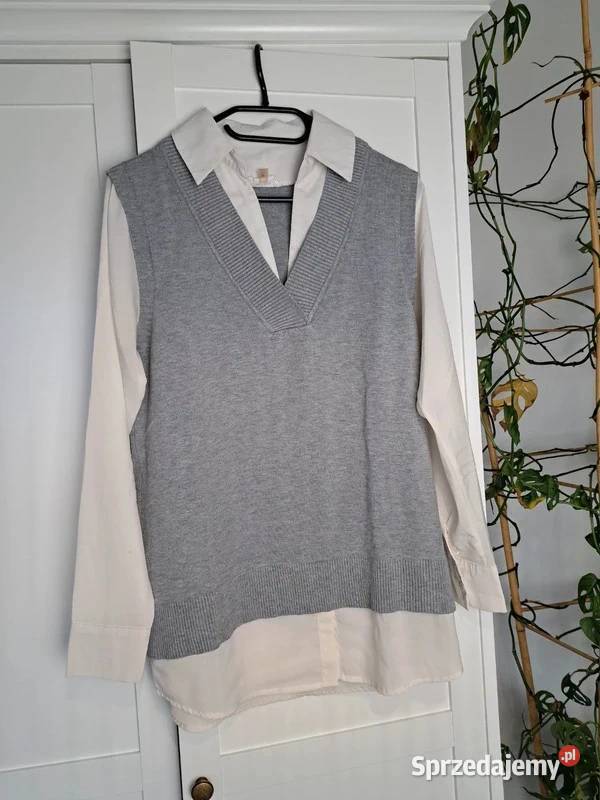 Stylowy sweter z koszulowym wykończeniem Milano Trąbki Wielkie