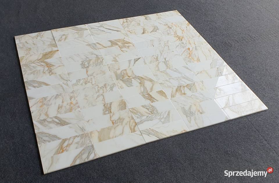 Mozaika Bianco Calacatta Gold Bricks Cegiełka Bielawa