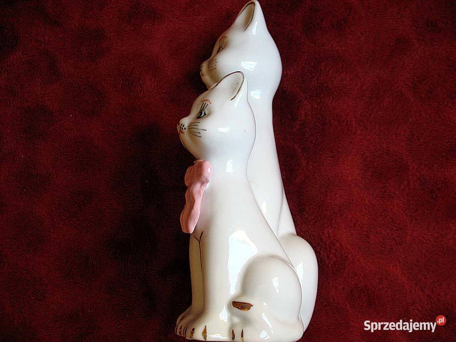 Kot para białych kotków Figurka porcelana 19 x mazowieckie Siedlce