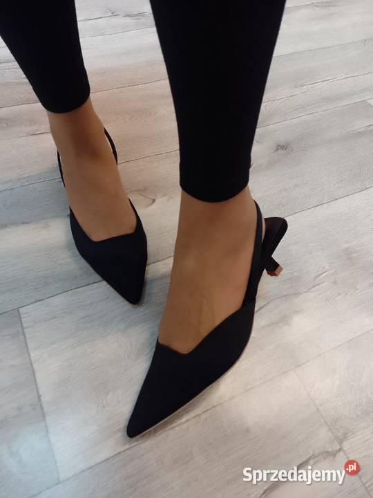 41 Czarne czółenka wieczorowe z odkrytą piętą czarny Kraków