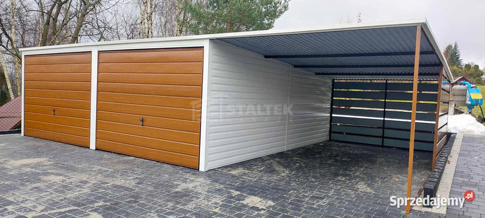 Garaz Blaszany 6X6 Wiata 4X6 2x Brama Scianka