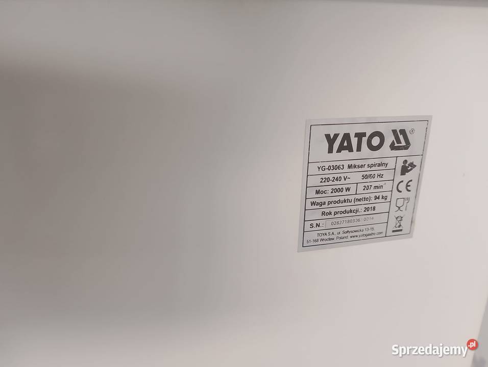 MIKSER SPIRALNY 30L Z 2 NAPĘDAMI YG03063 YATO Wrocław
