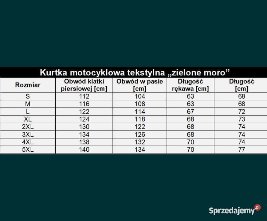 Męski tesktylny komplet motocyklowy Wstawki moro Witnica sprzedam