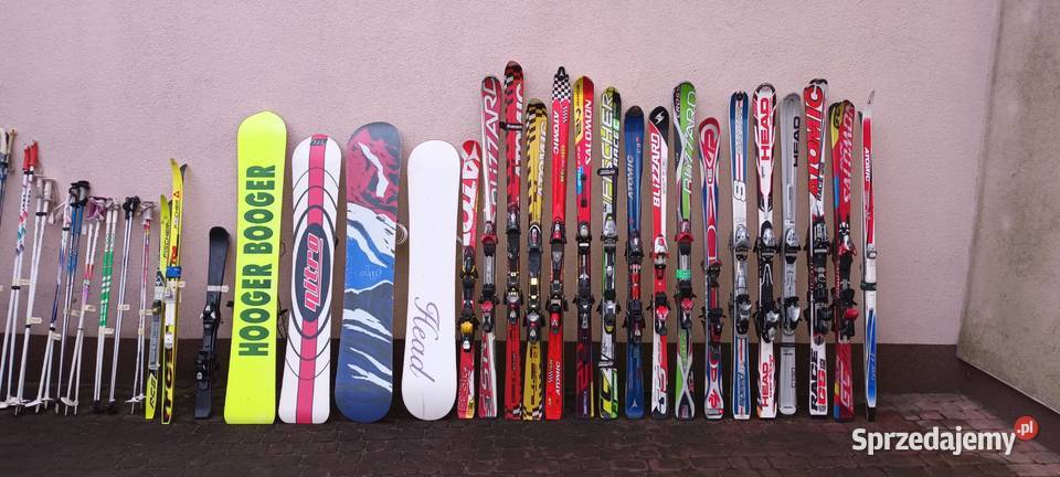 Narty snowboard buty kaski kijki Narty