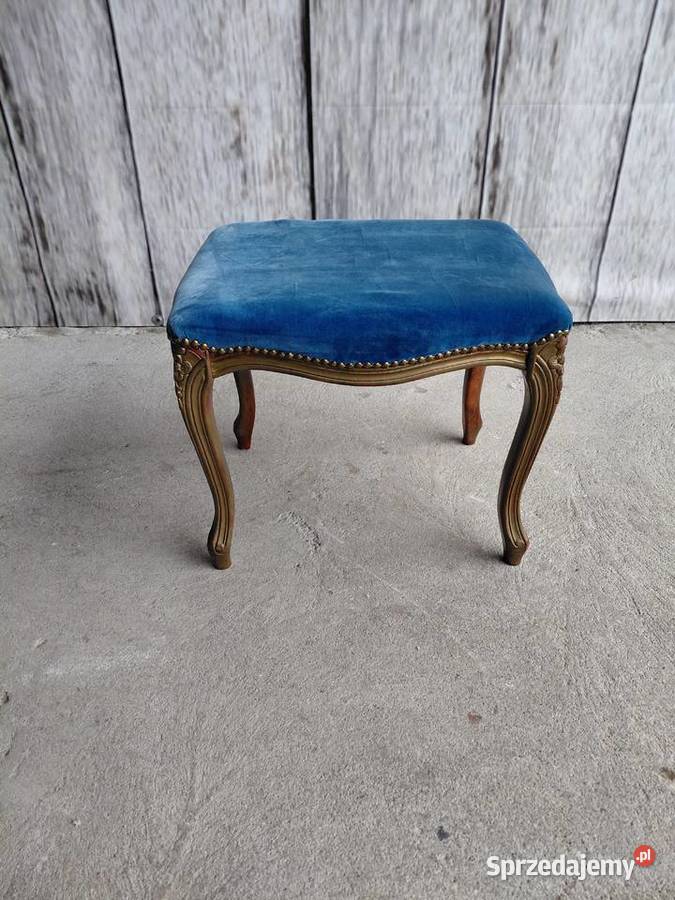 Stylowa pufa podnóżek taboret granat Ludwik 356 Pufy i podnóżki Byczyna