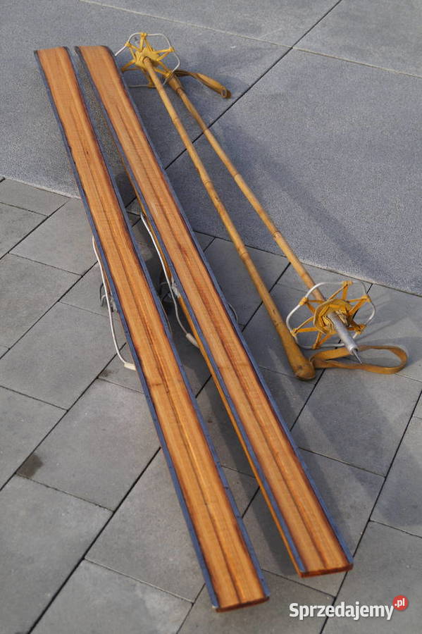 Stare narty hikorowe 180 kijki podkarpackie Pruchnik