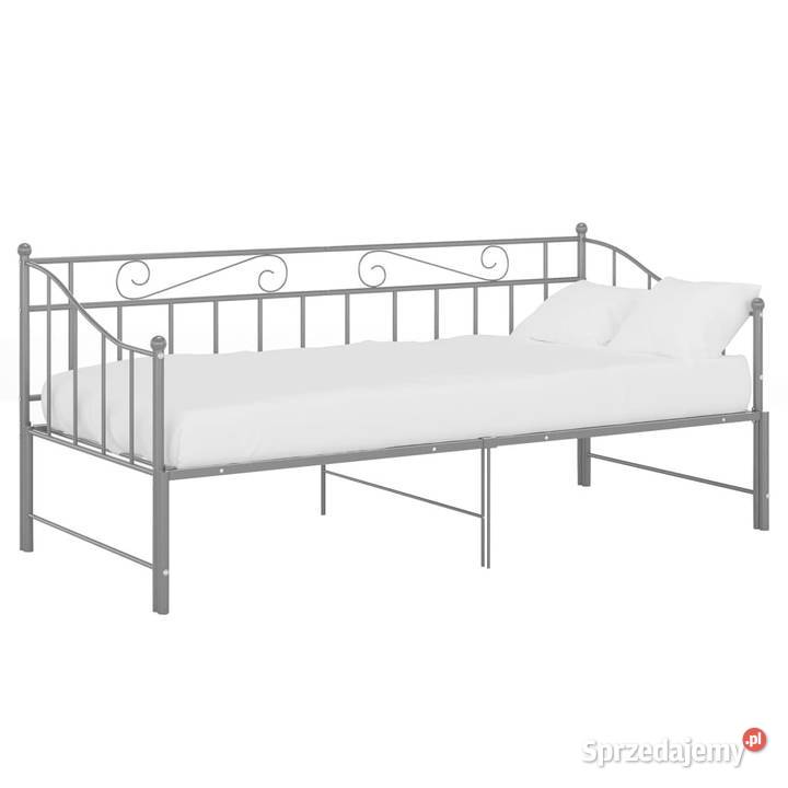 Sofa z wysuwaną ramą łóżka szara metalowa 90x200 Warszawa