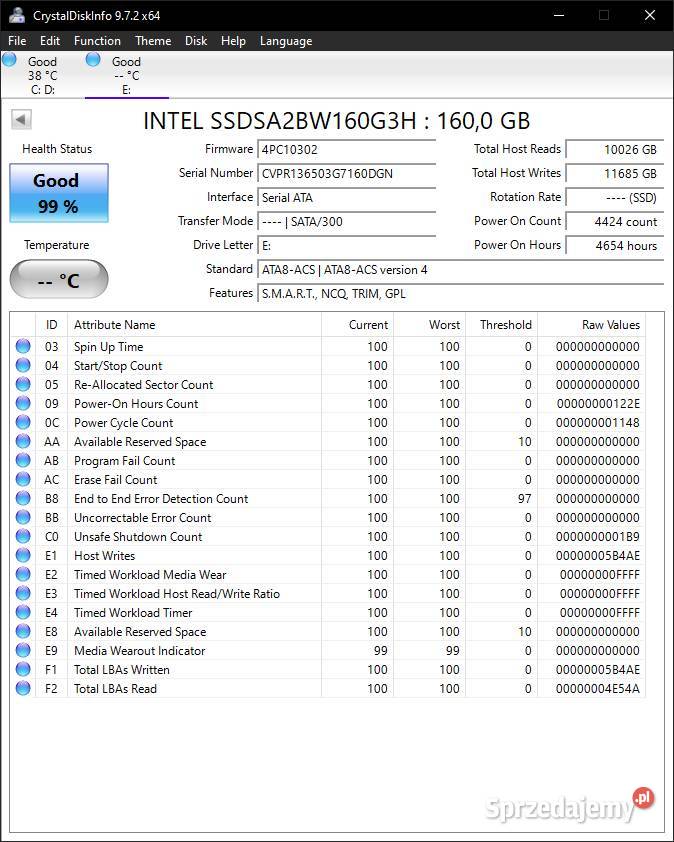 Dysk SSD Intel 320 160GB 25 MLC SSDSA2BW160G3H do laptopa Poznań