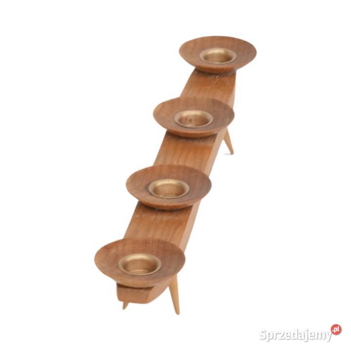 Jesionowy świecznik na małe świece Niemcy lata Warszawa