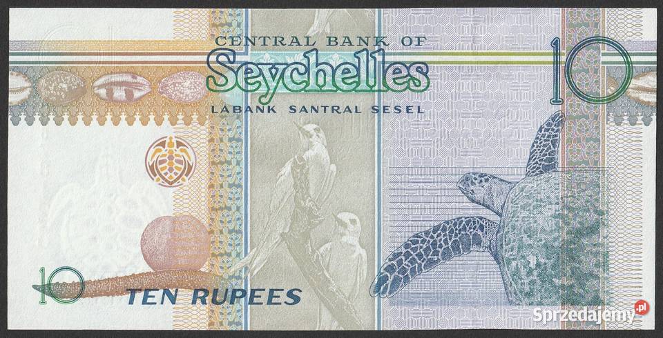 SESZELE 10 RUPEES 1998 ŻÓŁW AC STAN BANKOWY UNC sprzedam