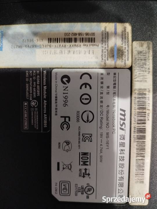 Laptop Msi ms16Y1 Pińczów