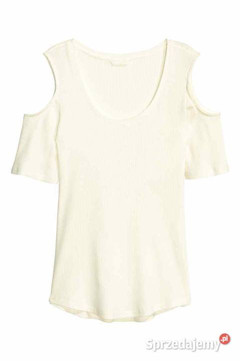 biały top HM xs 34 cold shoulder odkryte ramiona