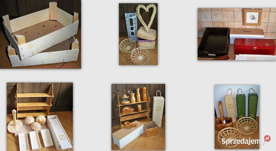 Skrzynka wiklina półka PRL wieszak poroże i Warszawa