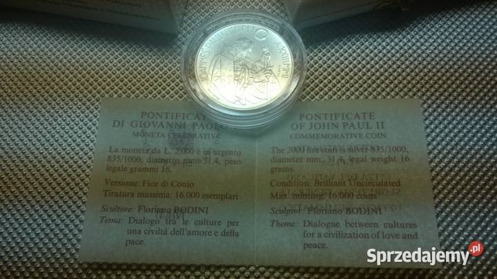 moneta Watykan 2000 lirów 2001r 099 mazowieckie Warszawa