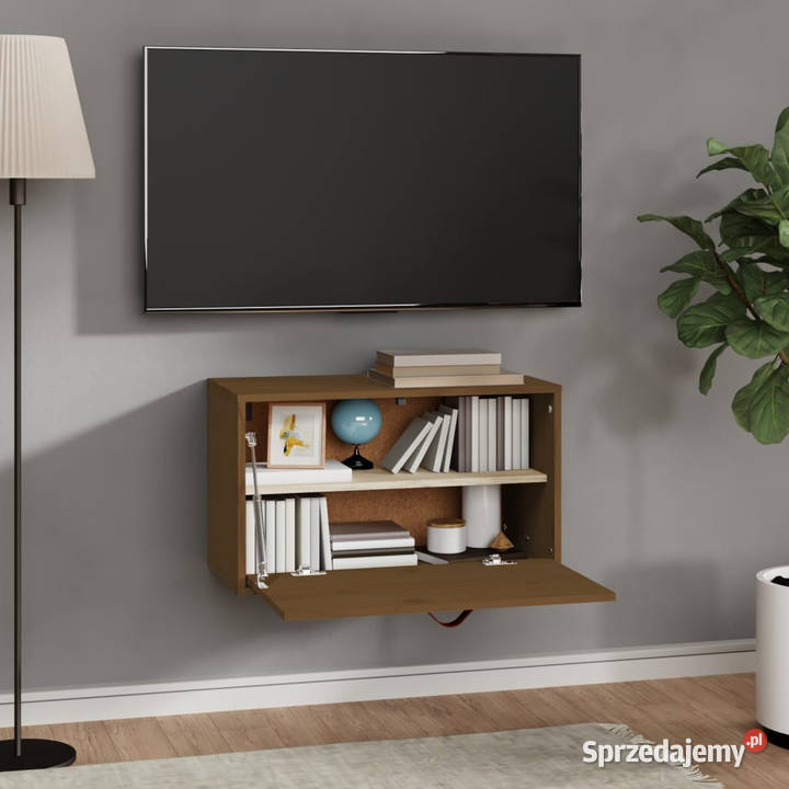 Szafka ścienna miodowy brąz 60x30x35 lite drewno
