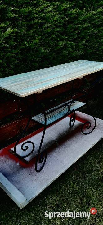 konsola metal drewno ręcznie kuta stylizacji 43cm Stepnica