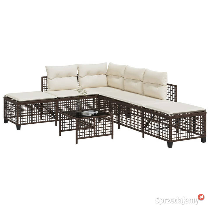 3cz narożna sofa ogrodowa z poduszkami brązowa Warszawa
