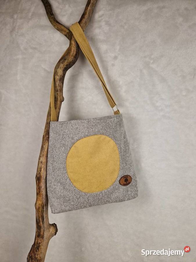 Jasnoszara torba handmade z regulowanym paskiem dolnośląskie