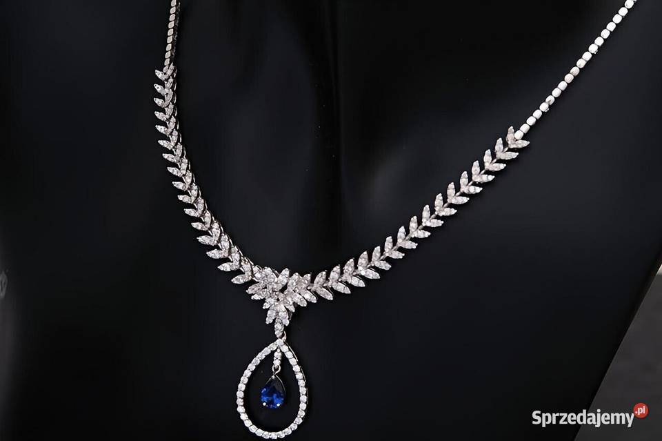 Naszyjnik kolia 365 ct naturalny szafir diamenty Zawiercie