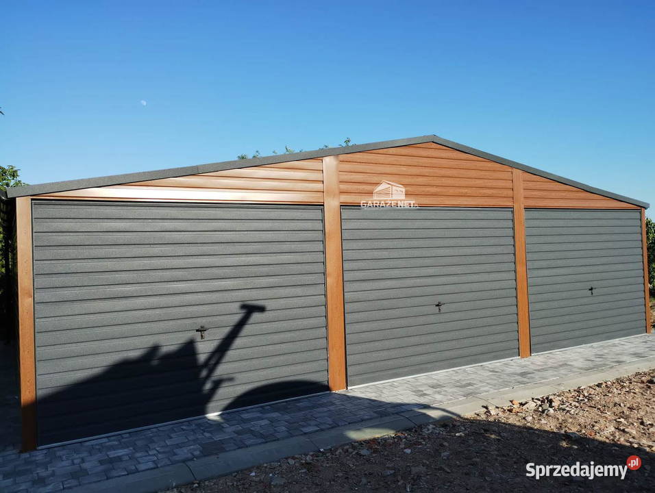 GARAŻ BLASZANY 9m x 6m DWUSPAD 3x BRAMA UCHYLNA Łapanów