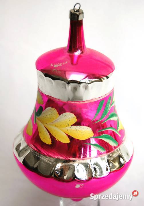 Stara bombka szklana ręcznie malowana duży Boże Narodzenie Lublin