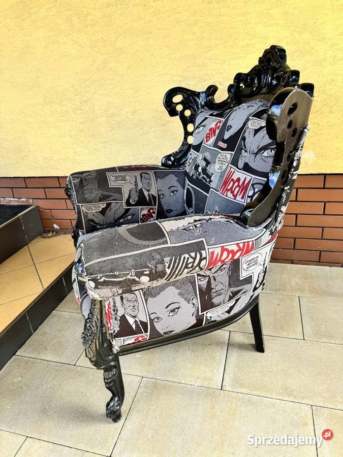 Fotel Ludwik stylowy rzeźbiony uszak relaks Sulbiny sprzedam