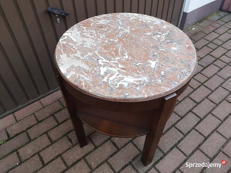 Stolik Barek Okrągły ARTDECO Dębowy Stary Antyk Swarzędz