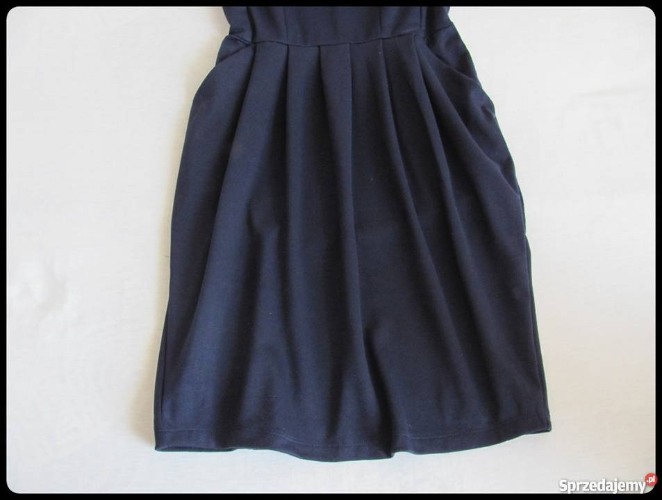 Sukienka granatowa z półgolfem i kieszeniami 38 Płock