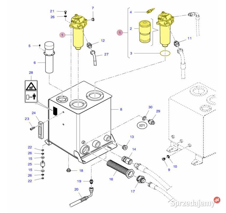 Filtr zbiornika oleju hydrauliki Massey Ferguson