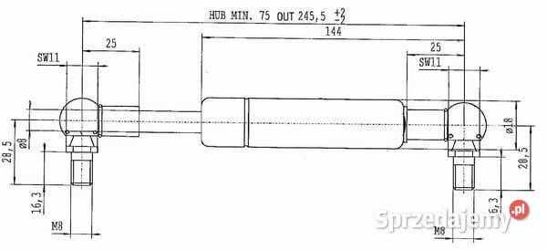 Sprężyna gazowa L2455 mm 300N Stabilus CA313718 Do maszyn uprawowych małopolskie sprzedam