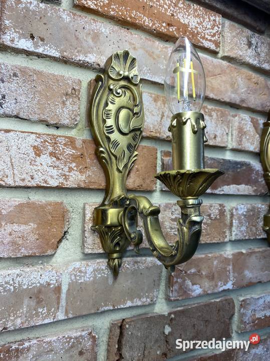 Para Francuskich kinkietów 4 mosiądz Antyk Poznań