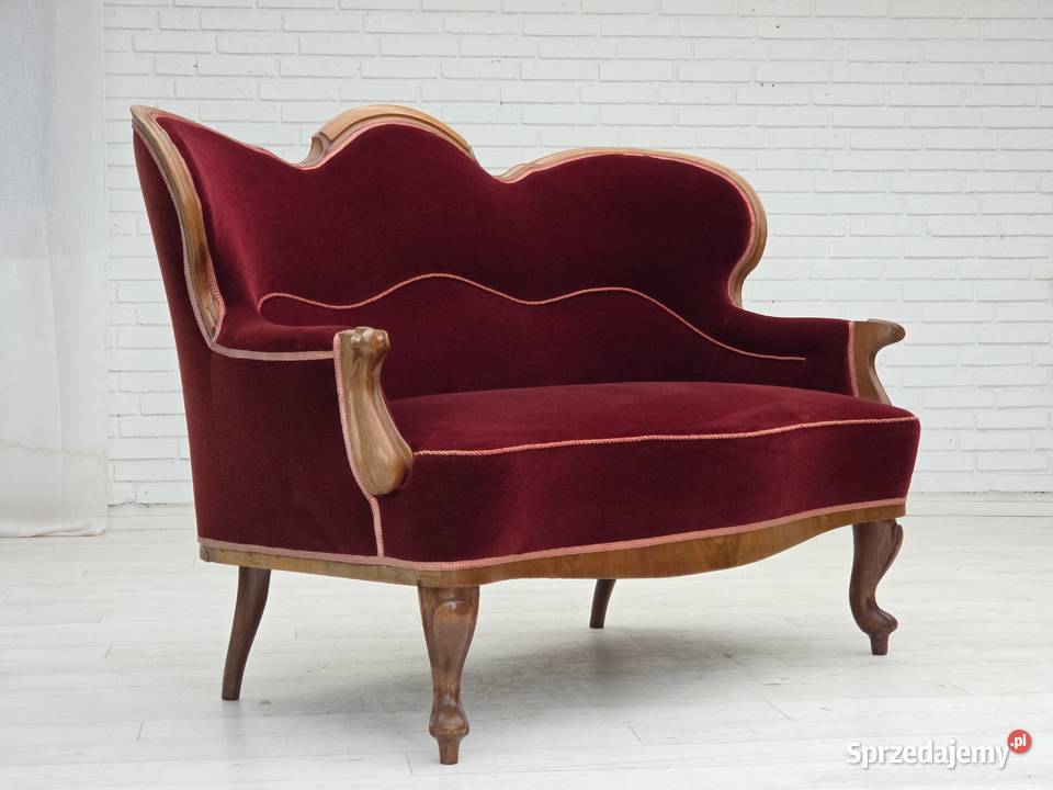 Lata 2030 XX wieku Duńska sofa dwuosobowa welur wielkopolskie Poznań