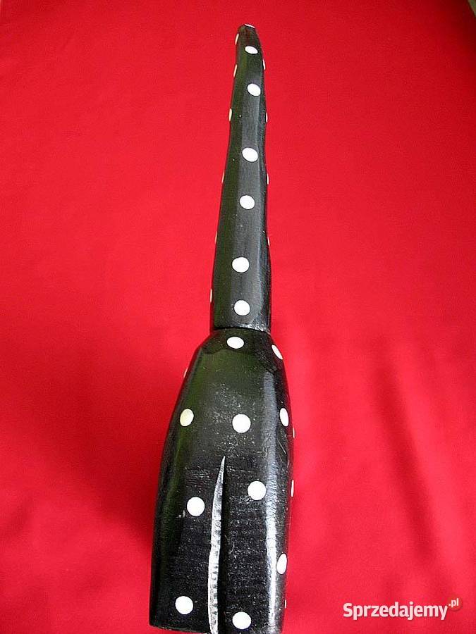 Kot duży kotek w kropki drewno stara figurka 27 czarny Siedlce sprzedam