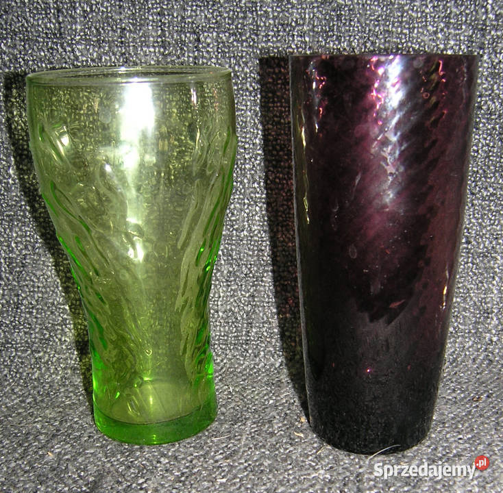 PRL szklanki kolorowe szkło Porcelana i szkło Porcelana i szkło Bartków
