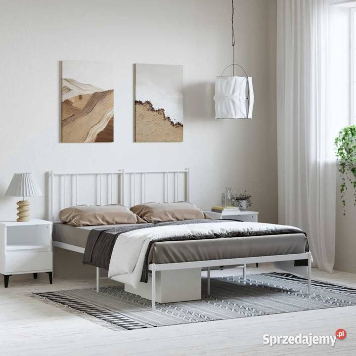 Metalowa rama łóżka z wezgłowiem biała 150x200 Warszawa