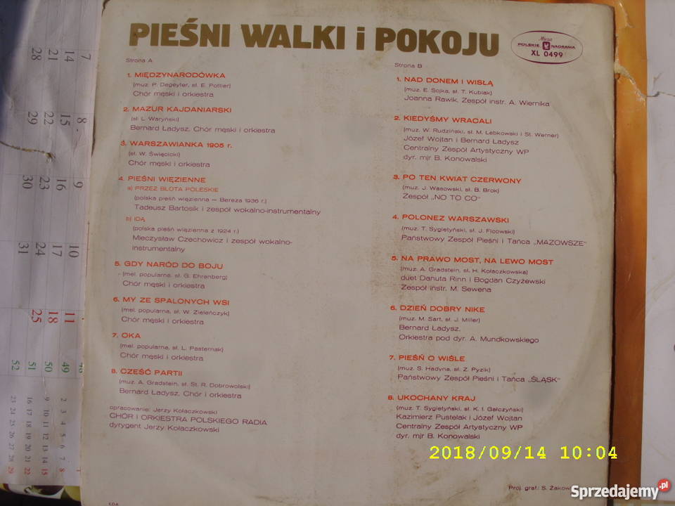 LP folk PIESNI WALKI I POKOJU Wołów
