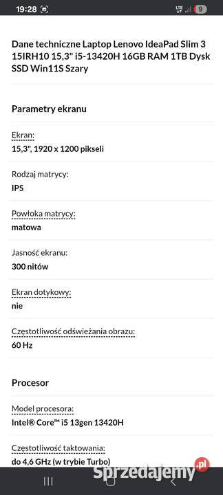 Sprzedam laptop lenovo Wołomin