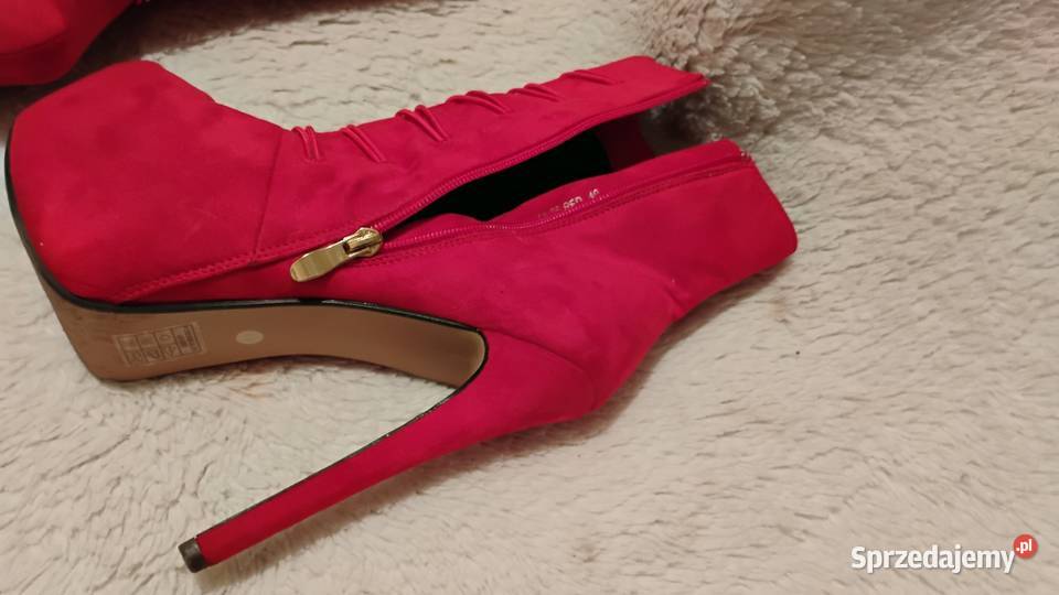 COMER Czerwone botki na platformie zamszowe kujawsko-pomorskie Grudziądz