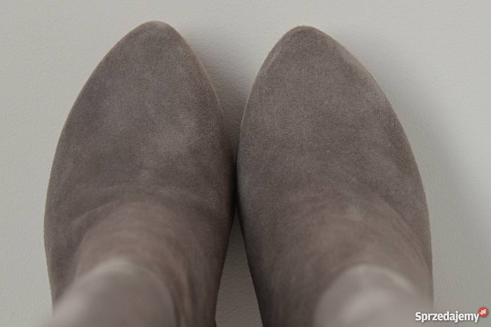 LUX SZPILKA i PLATFORMA szary zamsz skóra kozaki podlaskie