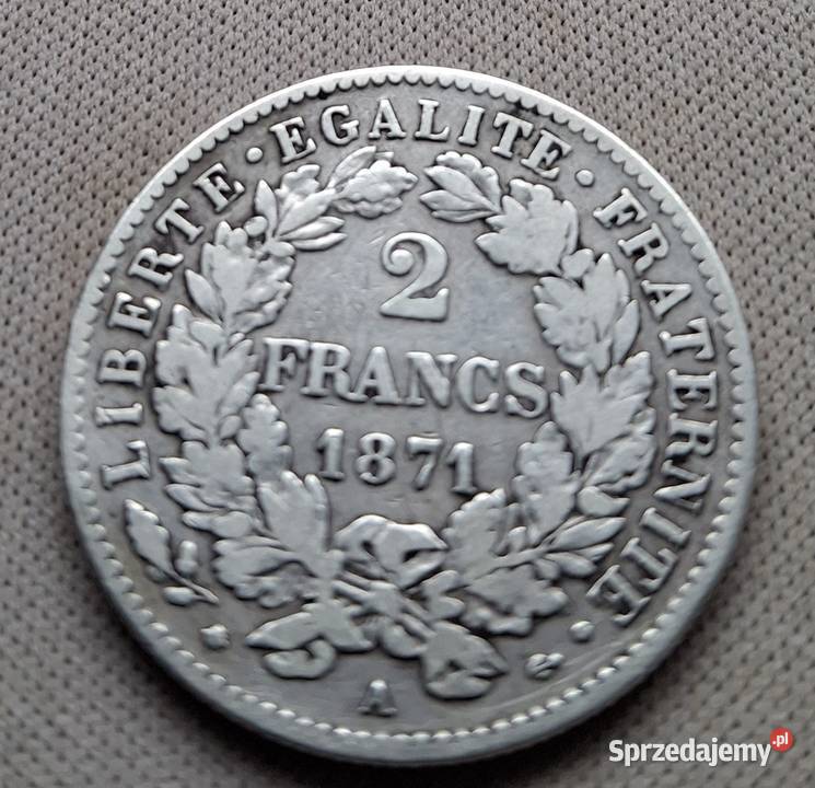 FRANCJA 2 FRANKI1871 r APARYŻ SREBRO O835CERES sprzedam