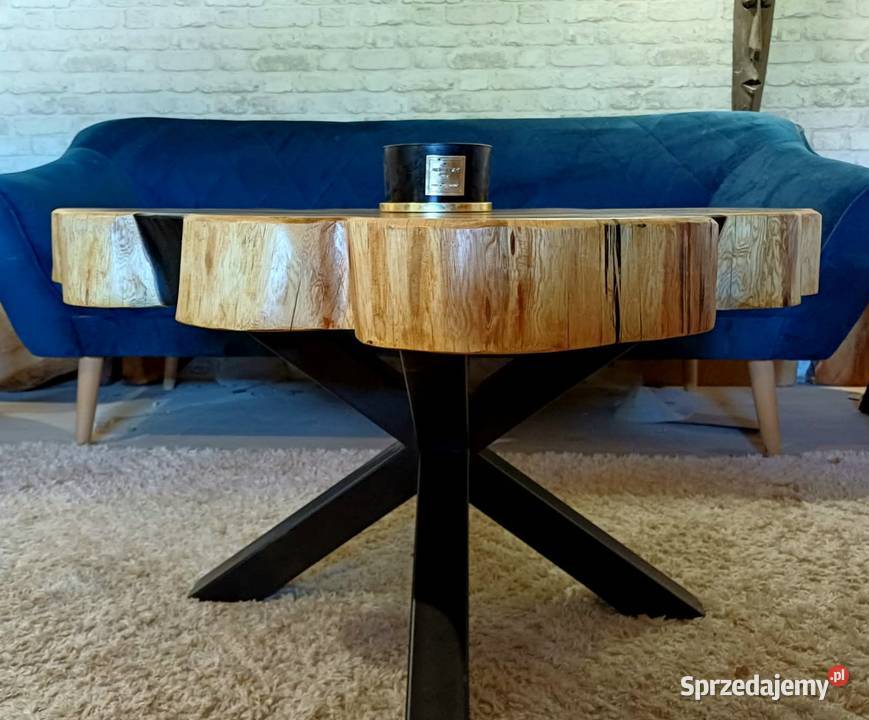 Stolik kawowy live edge plaster drewna loft Śrem