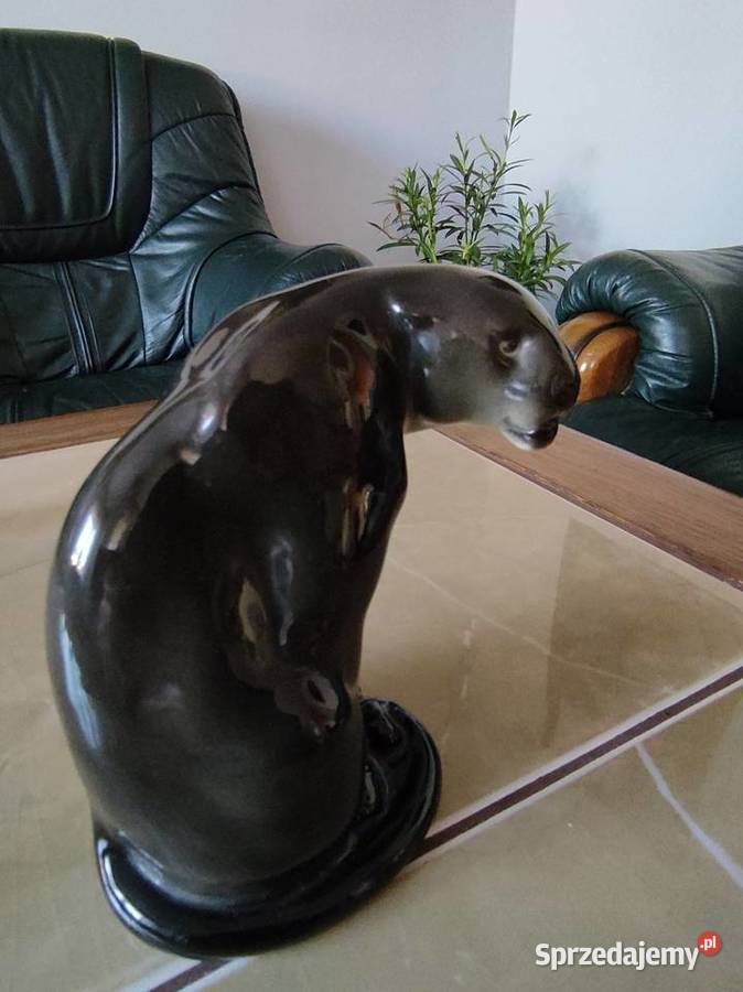 Figurka porcelanowa Czarną pantera LFZ Łomonosow Janów Lubelski